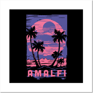 Amalfi Coast Italy Souvenir Lifestyle Cyberpunk Vacation Trip Posters and Art